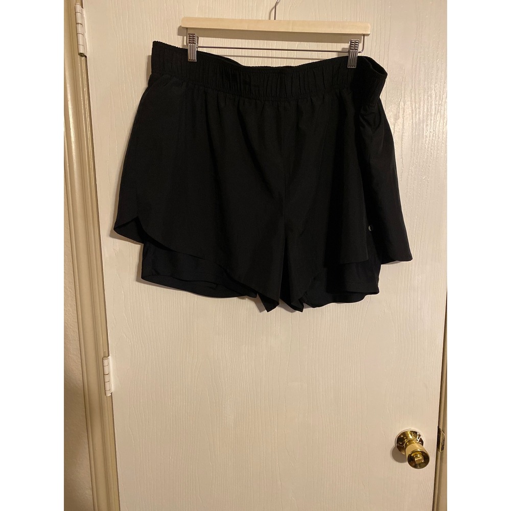 Xersion Womens 3XBlack Active 2-in-1 RunningShorts Elastic Waist Plus Size 0143